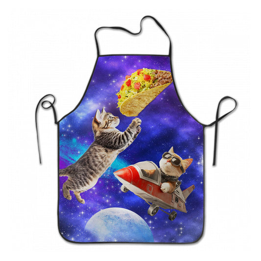 Cute Cat Apron Purple Galaxy Kitten Aprons for Kids Funny Universe