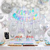 Disco Party Decorations, Iridescent Happy Birthday Star Hanging Banner