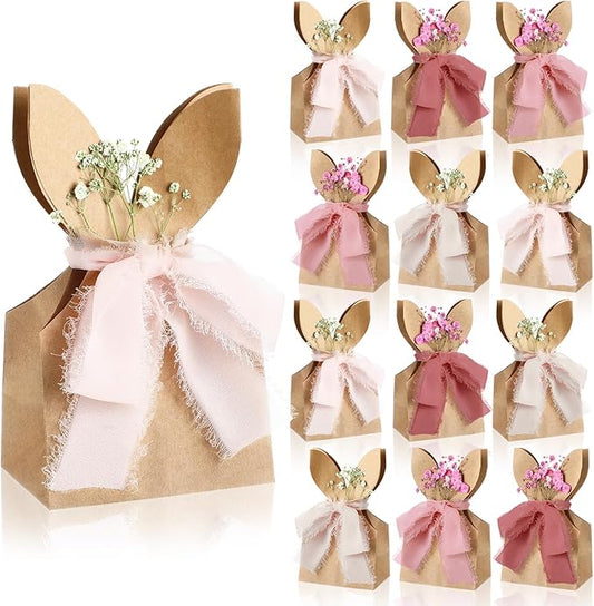 Affrolling 24 Set Boho Bow Easter Bunny Party Favor Bags DIY Bunny #5