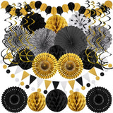 Black Gold Party Decorations, New Years Eve Party Supplies Easy