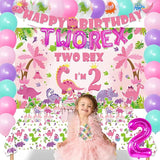 Dinosaur Birthday Party Supplies for 2 Year Old Girl Two Rex Pink