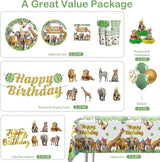 201pcs Safari Birthday Decorations Tableware Set 25 Serves Safari