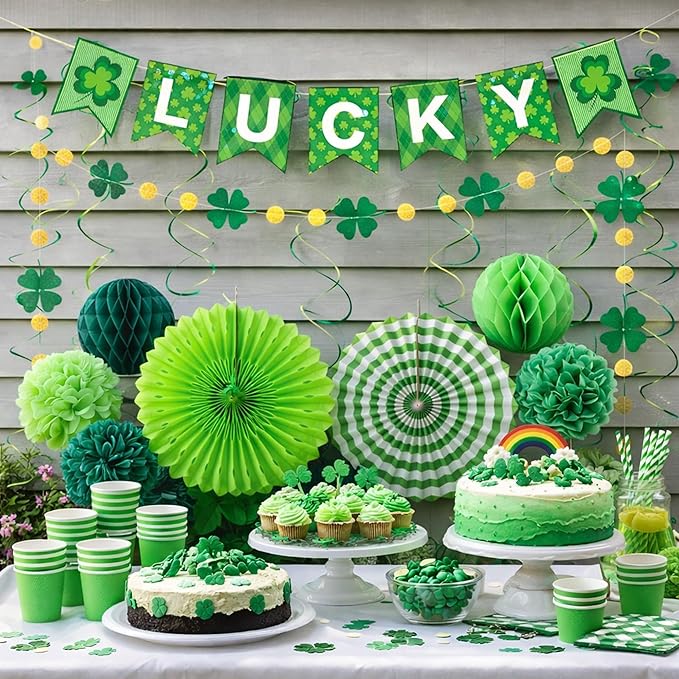 Lucky St Patrick's Day Decorations Set 21Pcs Green Shamrock Party