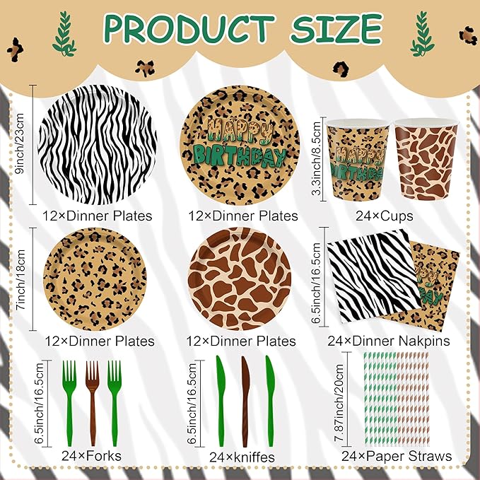 168PCS Mouse Safari Party Supplies for Kids Boys Girls Cartoon