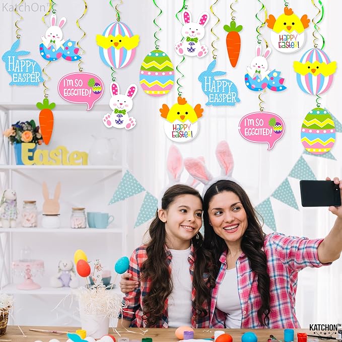 Easter Hanging Swirls Decorations 46 Pack No DIY Easter Decorations