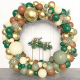 Amandir 153pcs Green Brown Balloon Garland Arch Kit, Different Sizes