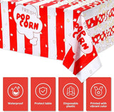 Irenare 6 Pieces Popcorn Tablecloth Decorations Plastic Popcorn Table
