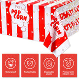 Irenare 3 Pieces Popcorn Tablecloth Decorations Plastic Popcorn Table