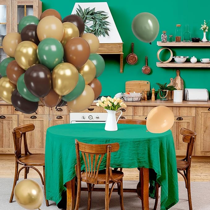 Funhot Green and Brown Balloons Set, 60PCS Sage Green Brown Gold
