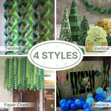 PartyWoo Crepe Paper Streamers 4 Rolls 328ft, Pack of Sage Green