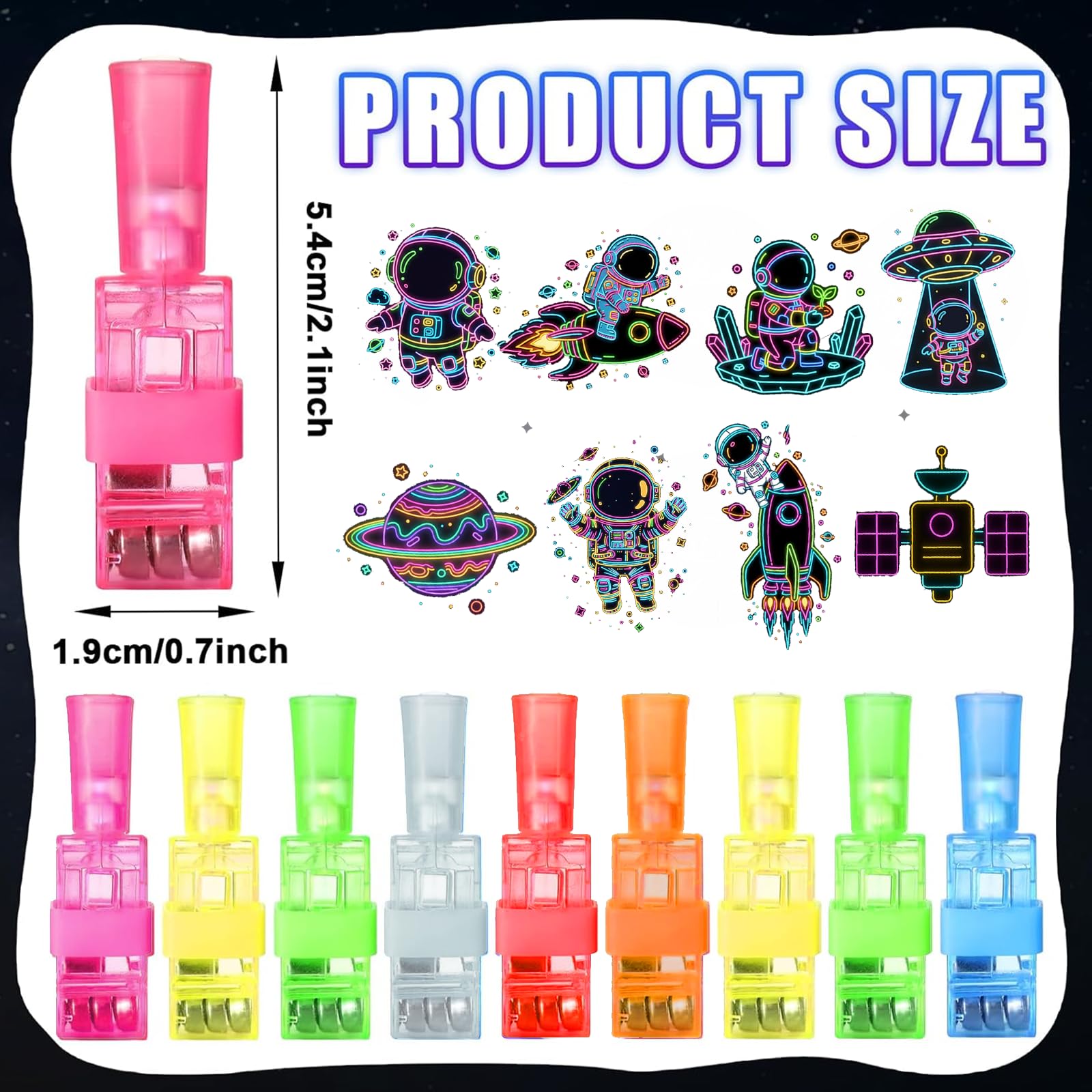 40PCS Space Finger Lights Party Favors, 8 Designs Light Up