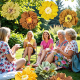 4 PCS 20" Brown Yellow Giant Paper Flowers Boho Baby Shower Party