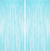 BRAVESHINE Fringe Curtains Backdrop - 2Pcs Pastel Blue Party