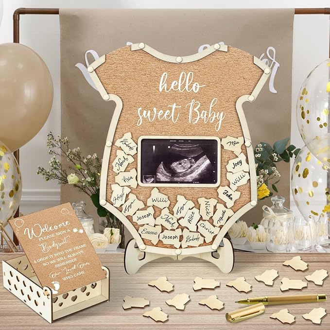63 Pcs Bodysuit Baby Shower Guest Book Alternatives Set Baby Shower