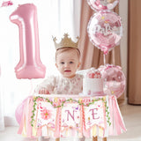 Kriyokiaa Highchair Banner 1st Birthday Girl Floral and Butterfly