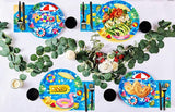 150Pcs Pool Party Supplies Set 9 & 7 Plates Napkins Knives Forks