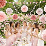Rose Gold Wedding Decorations 15 PCS Tissue Paper Pom Poms for