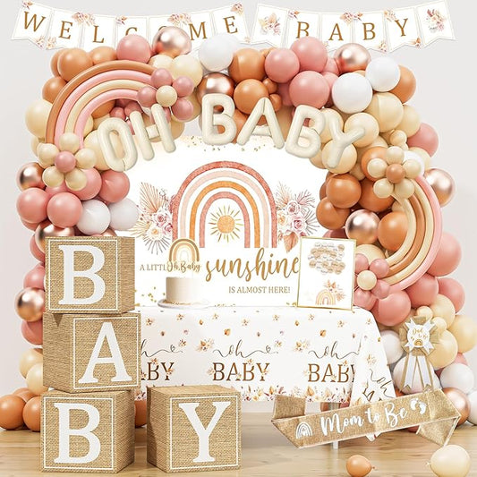 Boho Baby Shower Decorations, Boho Rainbow Baby Shower Party