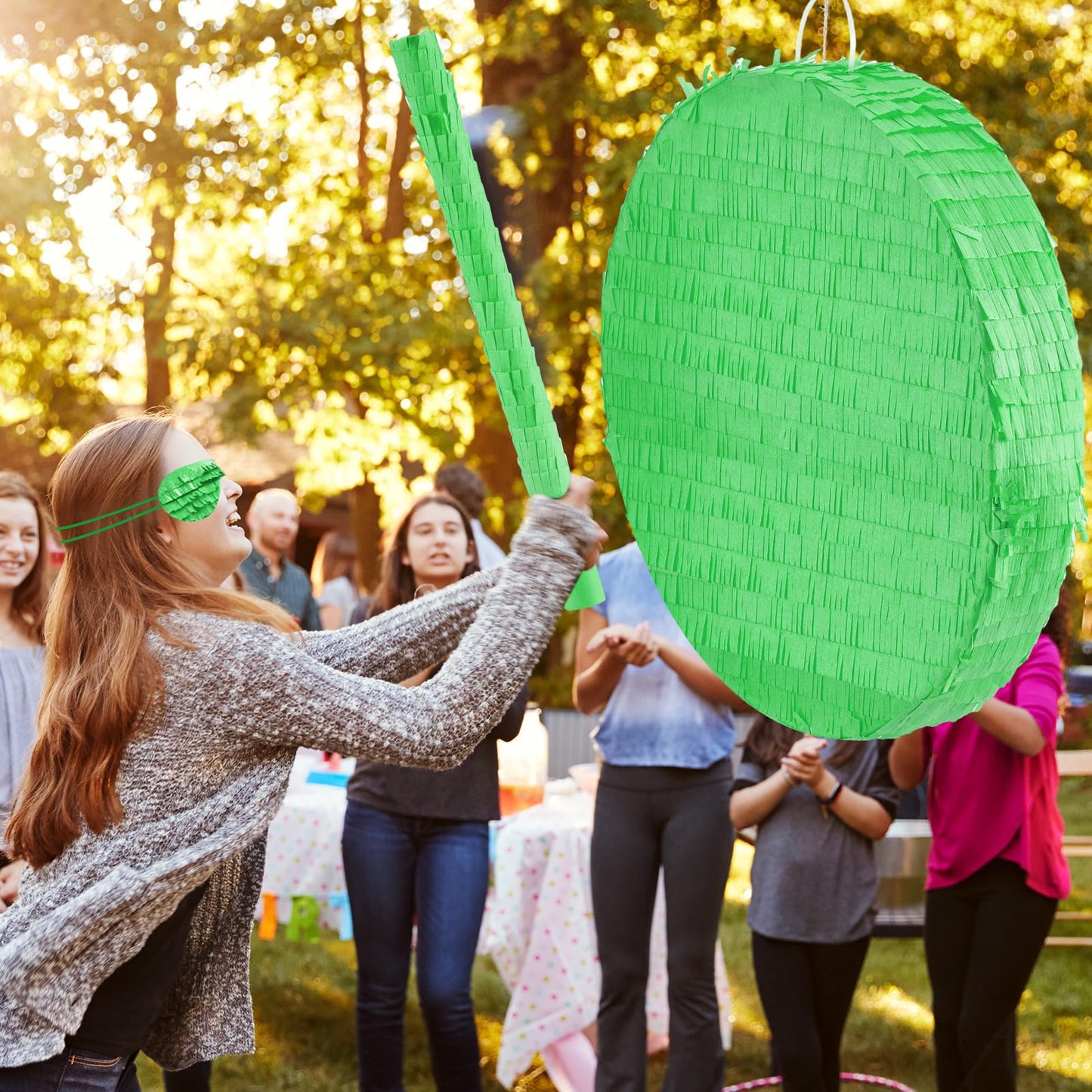 Jenaai 16 Inch Round Green Piñata Large Circle Blank Piñata with