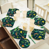 96PCS Dinosaur Tableware Set Fossil Dinosaur World Dinnerware