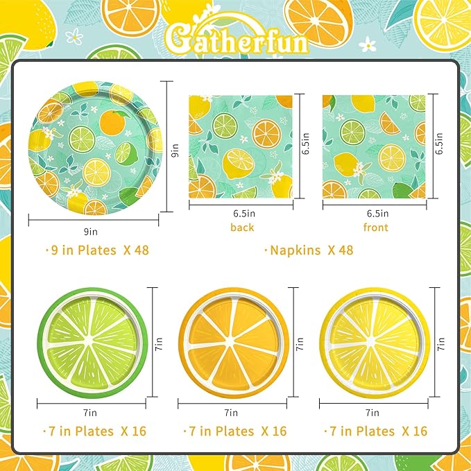 Fruit & Lemon Party Supplies Kit for 48 Vibrant Summer Party