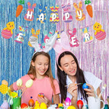 BRAVESHINE Pink Blue Tinsel Foil Fringe Curtains - 2Pcs 3.2x8.2ft