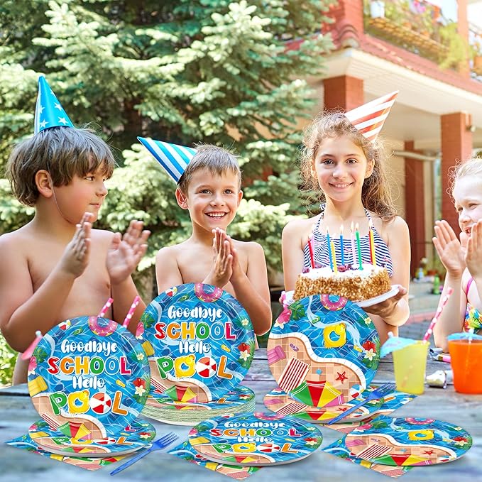 100 Pcs Pool Party Decoration for Goodbye School Hello Pool Paper