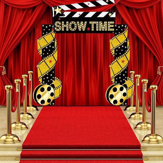 3 Pcs Casino Movie Night Porch Sign Banner Movie Theater Theme Party