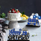 LINGTEER Happy 20th Birthday Blue Acrylic Table Topper Centerpieces