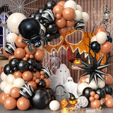 Halloween Balloon Arch Garland Kit Black Retro Orange White Black