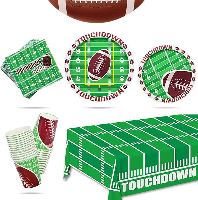 Football Party Supplies Kit Serve 25 Includes Dinner & Dessert