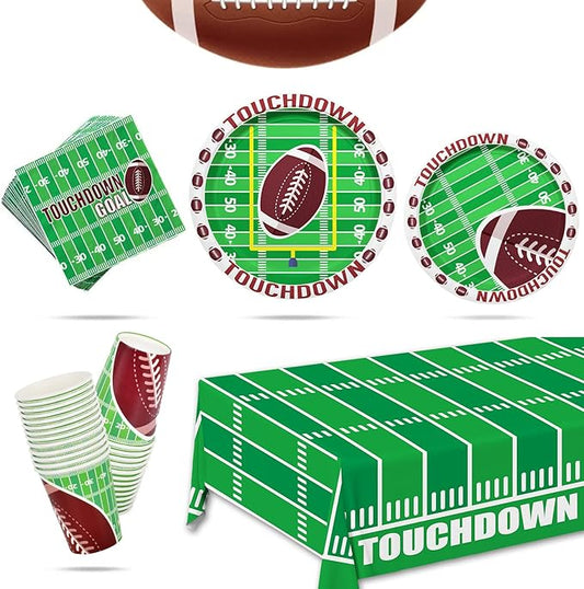 Football Party Supplies Kit Serve 25 Includes Dinner & Dessert