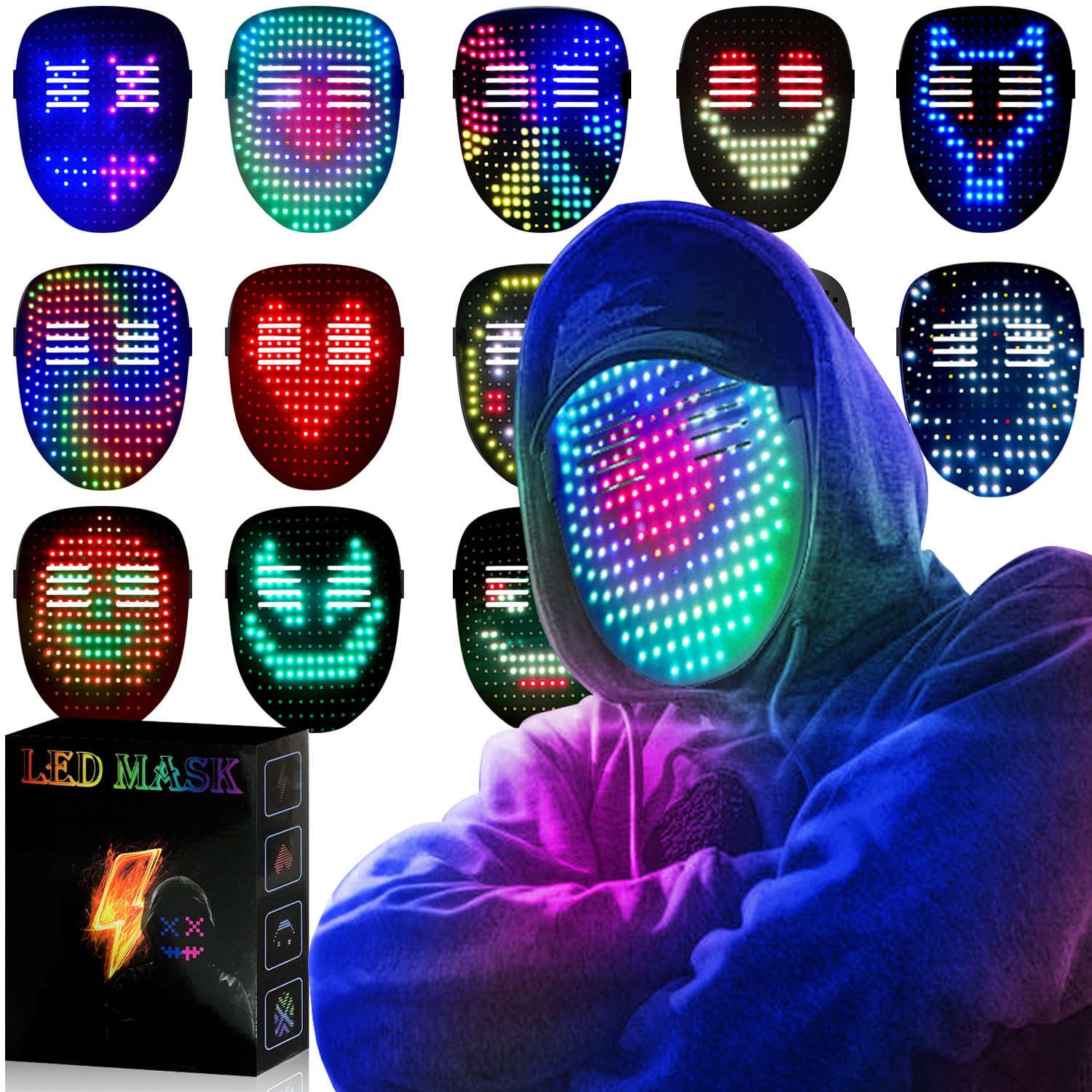 MEGOO Led Mask with Gesture Sensing | Light up Transforming Face Mask