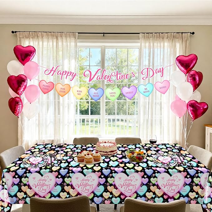 Valentines Day Party Decorations Black Happy Valentine's Day Plates
