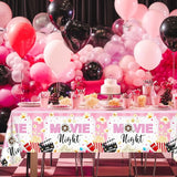 3 pcs Movie Night Decorations Pink Movie Night Tablecloths 108 x 54