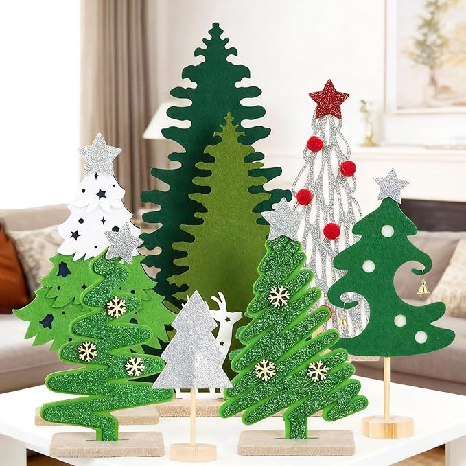 Christmas Table Decorations 7PCS Mini Christmas Trees Felt