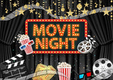 Movie Night Backdrop Fabric 10x6.5ft Cinema Popcorn Light Movie
