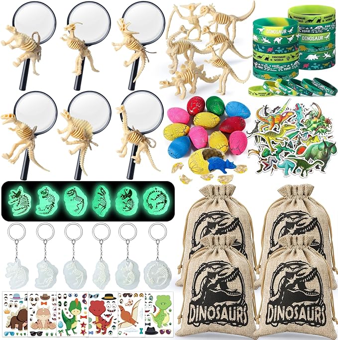 12 Sets Dinosaur Party Favors for Kids Birthday Magnifying Glasses