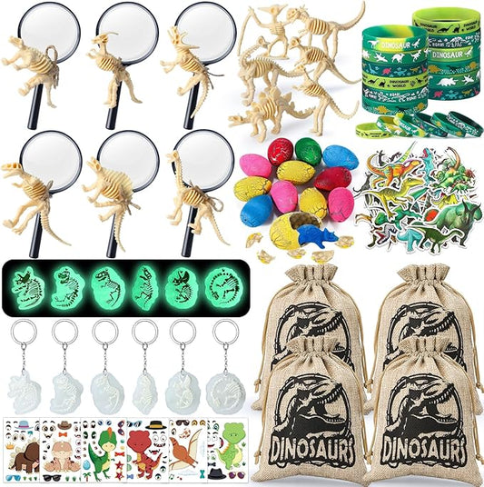 12 Sets Dinosaur Party Favors for Kids Birthday Magnifying Glasses