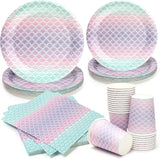 96Pcs Mermaid Plates Party Supplies Kpop Paper Plates and Napkins