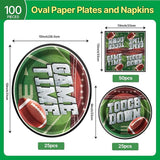 Dereinwo 100 PCS Football Party Paper Plates and Napkins | Bundle