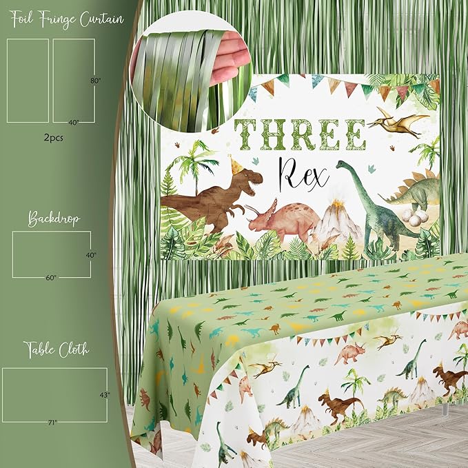 Three Rex Birthday Party Decorations Boy Dinosaur 3rd