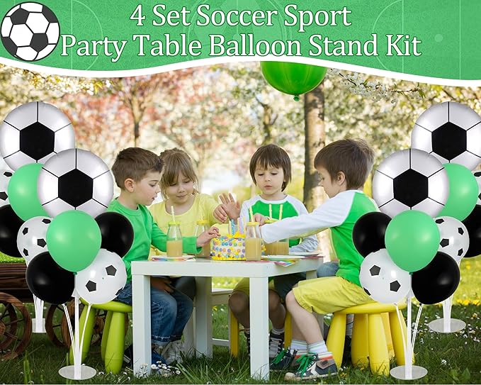 Soccer party Balloons Stand Kit 2 Sets with 2 Soccer Foil Balloons