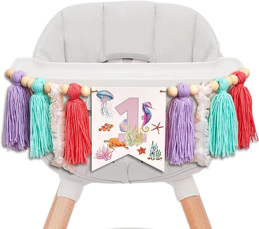Oneder The Sea High Chair Banner Under The Sea Themed First Birthday