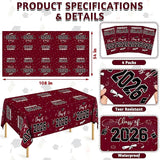 QZYL 4 Pack Graduation Table Decorations 2026, 54" x 108" Maroon