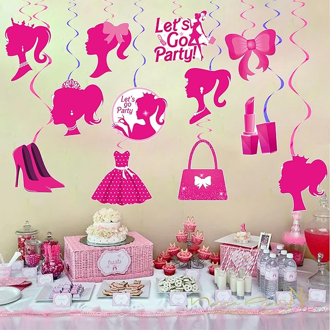 Hot Pink Girl Party Hanging Swirls Pink Party Swirl Ceilings Pink