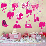 Hot Pink Girl Party Hanging Swirls Pink Party Swirl Ceilings Pink