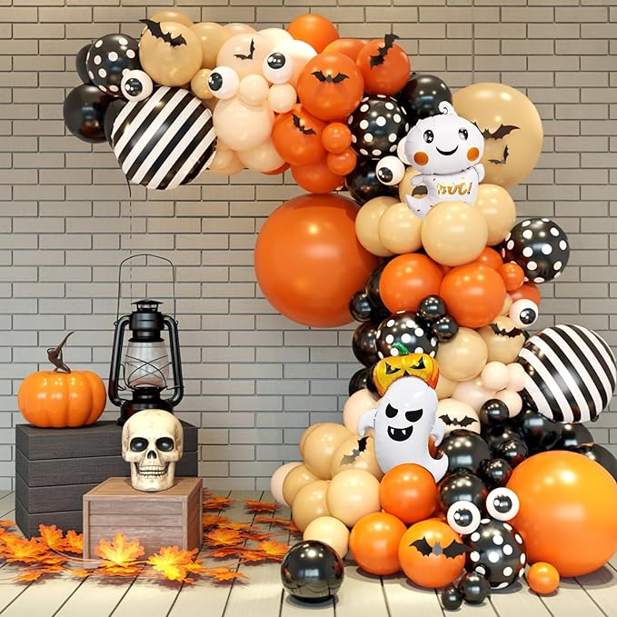 Orange Halloween Balloon Arch Garland Orange Sand White Party
