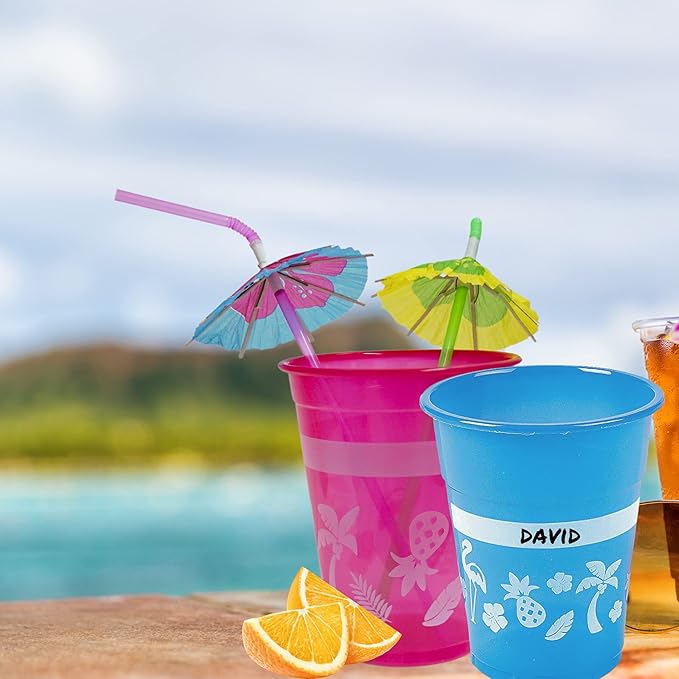 4E's Novelty 48 Packs Tropical Party Cups with Parasol Straws
