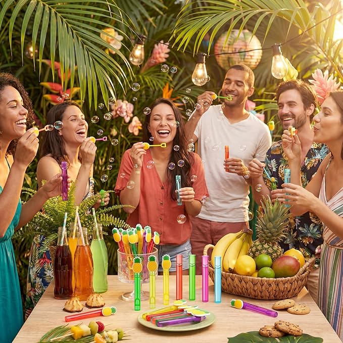 24 Pcs Pineapple Mini Bubble Wands Tropical Cartoon Ocean Theme Party